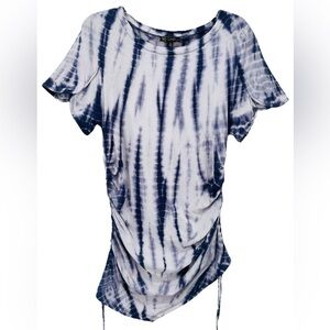 DG2 Diane Gilman Navy & White DG Downtime Tulip Sleeve Cinch Tee - Sz M